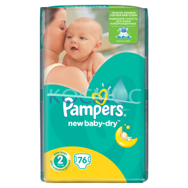 PAMPERS new baby-dry 2 3-6кг. 76 бр.