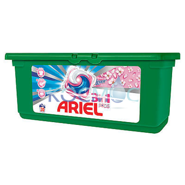 Ariel капсули 3в1 за бяло пране с ленор - 30пранета